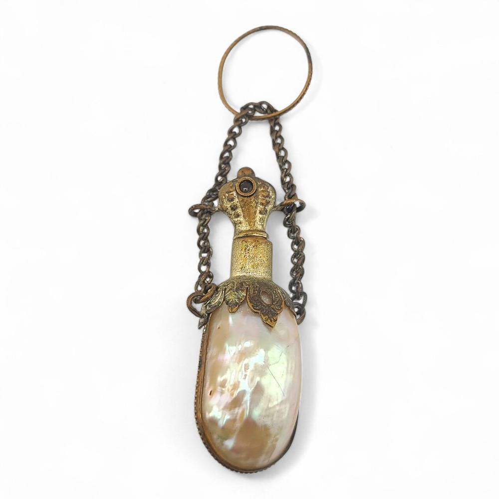 Antique French Victorian Mother Of Pearl Snuff Bottle Edinburgh Exhibition 1890